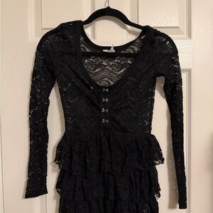 Bethany Mota Black Lace Sheer Top